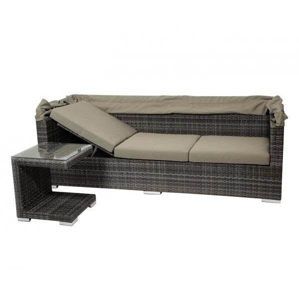 Funktions Loungeset Sitzgruppe Liegeinsel MANACOR 16-teilig, Alu + Geflecht grau - Palo24