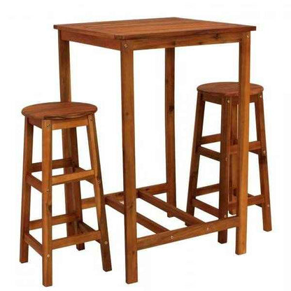 Barset Bartisch Barhocker INDRA 3-teilig, Akazienholz geölt, FSC®-zertifiziert