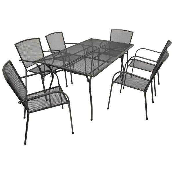 Garnitur Sitzgruppe CLASSIC 7-teilig, Streckmetall anthrazit (Tisch 90x150cm) - Palo24