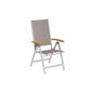 Klappsessel NAXOS Hochlehner, Aluminium + Textilgewebe grau + Akazie, FSC®-zertifiziert - Palo24