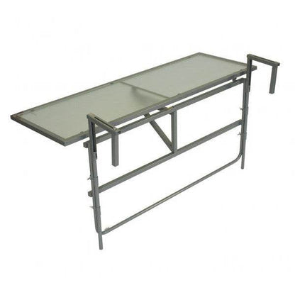 Balkonhängetisch 120x40cm, Stahl silber + Glas - Palo24