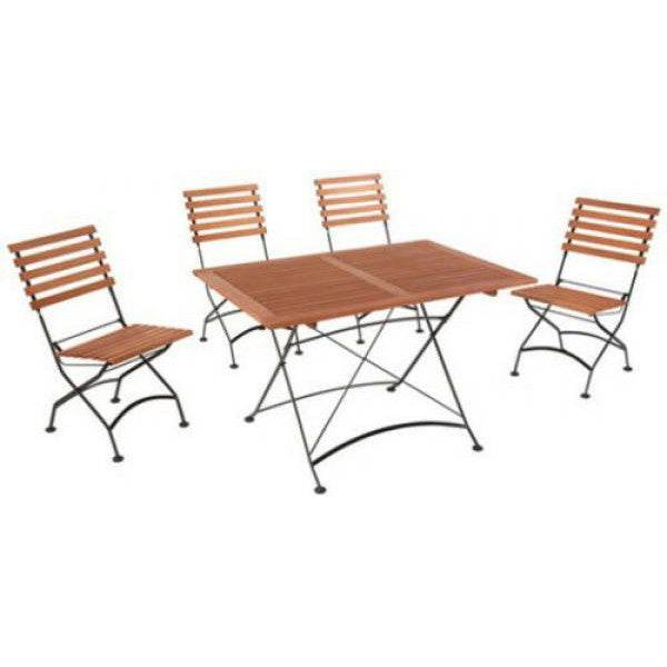 Klappgarnitur SCHLOSSGARTEN, 5-teilig, Flachstahl schwarz + Eukalyptus, FSC®-zer - Palo24