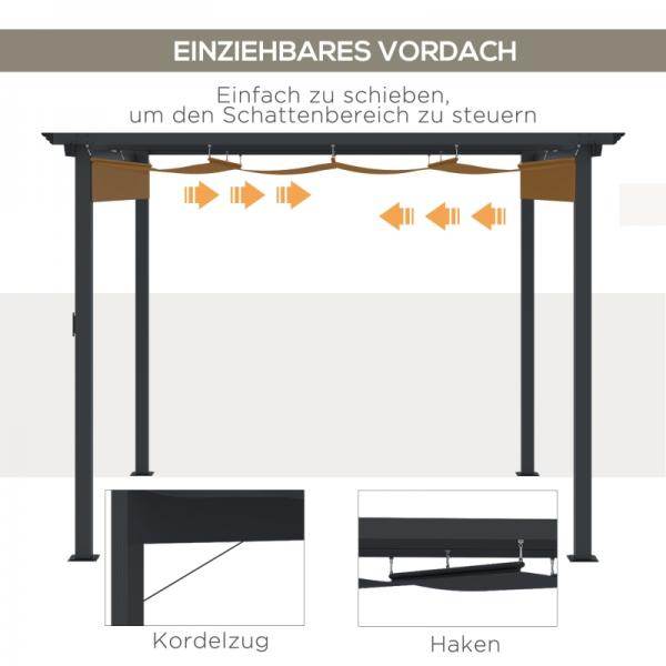 Pergola mit anpassbarem Verdeck Aluminium Grau+Schwarz 3 x 3 m - Palo24