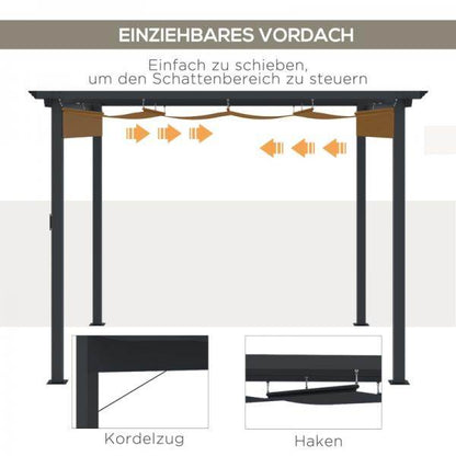 Pergola mit anpassbarem Verdeck Aluminium Grau+Schwarz 3 x 3 m - Palo24
