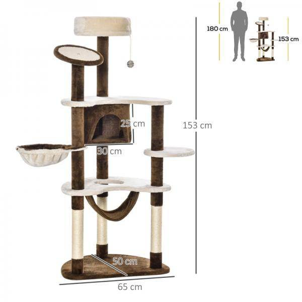 Katzenbaum Kletterbaum Kratzbaum Höhle Spielbaum Sisalsäulen Kaffeebraun - Palo24