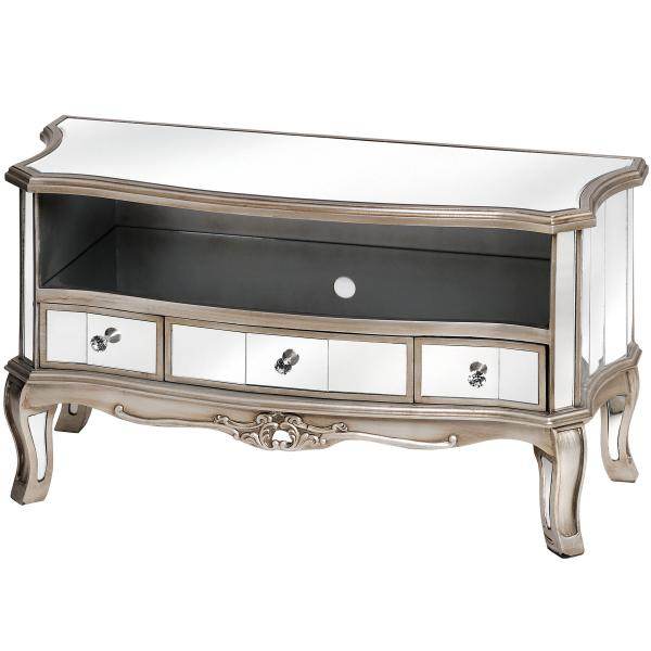 FERNSEHSCHRANK VERSPIEGELT FERNSEHTISCH SILBER LOWBOARD TV MEDIENSCHRANK - Palo24