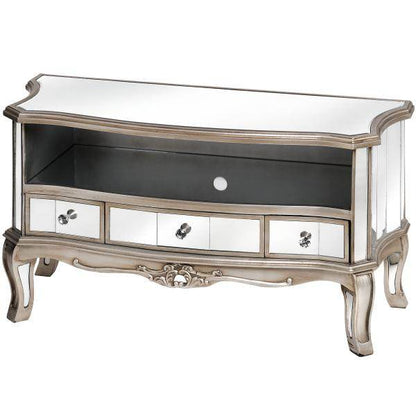 FERNSEHSCHRANK VERSPIEGELT FERNSEHTISCH SILBER LOWBOARD TV MEDIENSCHRANK - Palo24
