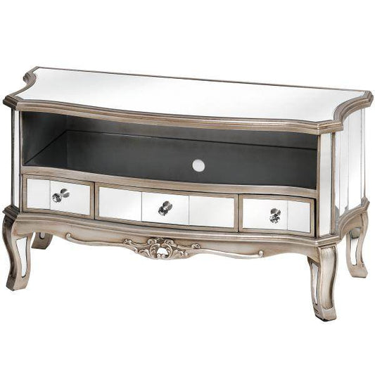 FERNSEHSCHRANK VERSPIEGELT FERNSEHTISCH SILBER LOWBOARD TV MEDIENSCHRANK - Palo24