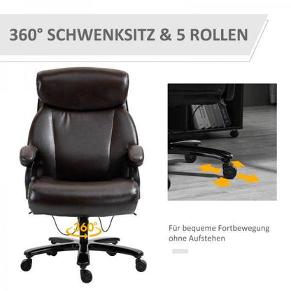 Bürostuhl Chefsessel Gaming Stuhl Drehstuhl Wippfunktion höhenverstellbar Kunstleder Braun - Palo24