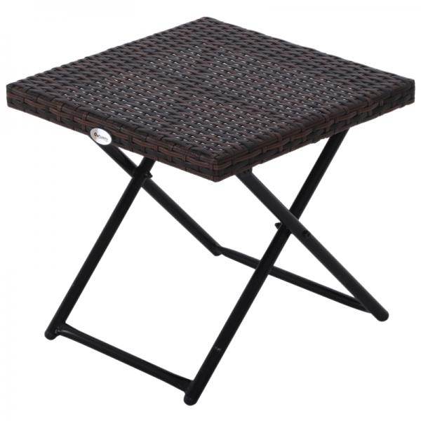 Gartentisch Beistelltisch klappbar Polyrattan + Metall Braun 40 x 40 x 40 cm - Palo24
