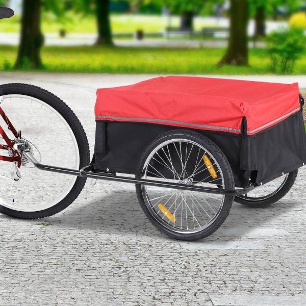 Lastenanhänger Transportanhänger Lasten-Fahrradanhänger Schwarz+Rot - Palo24
